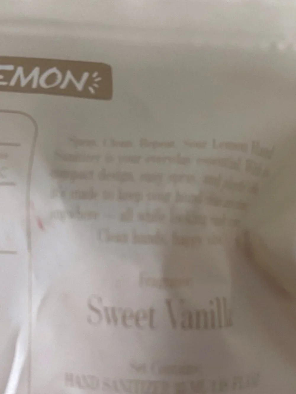 Sour Lemon Scented Hand Sanitizer‎ Spray 1.18 Fl Oz Sweet Vanilla Scent W/Charm